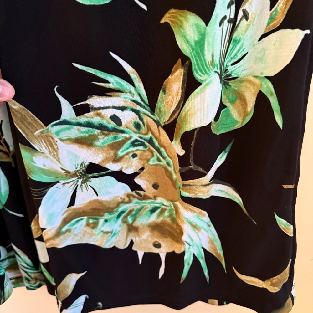 Lauren Ralph Lauren Black and Green tropical wide leg dress pants Sz.2X - Picture 6 of 8